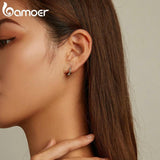 Bamoer 925 Silver Snake Green Zirconium Hoop Earrings Gift