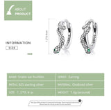 Bamoer 925 Silver Snake Green Zirconium Hoop Earrings Gift