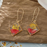 Real Floral Dried Flower Earrings Women Resin Jewelry