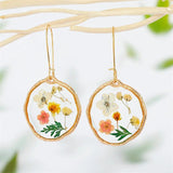 Real Floral Dried Flower Earrings Women Resin Jewelry