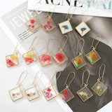 Real Floral Dried Flower Earrings Women Resin Jewelry