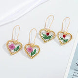 Real Floral Dried Flower Earrings Women Resin Jewelry