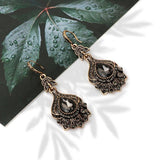Gray Crystal Bridal Earrings Vintage Beach Party Drop Jewelry