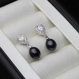 Freshwater Pearl Drop Earrings 925 Silver Wedding Jewelry