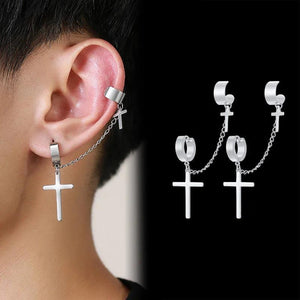 Simple Stainless Steel Cross Earrings for Men and Women
