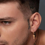 Simple Stainless Steel Cross Earrings for Men and Women