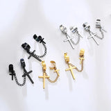 Simple Stainless Steel Cross Earrings for Men and Women