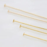 50PCS 14K Brass Needles Ball/Flat/Eye Head Pins Connect Beads Pins