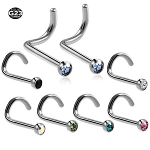 G23 Titanium Nose Rings Studs Round Crystal Nose Rings Piercing Body Jewelry