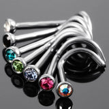 G23 Titanium Nose Rings Studs Round Crystal Nose Rings Piercing Body Jewelry