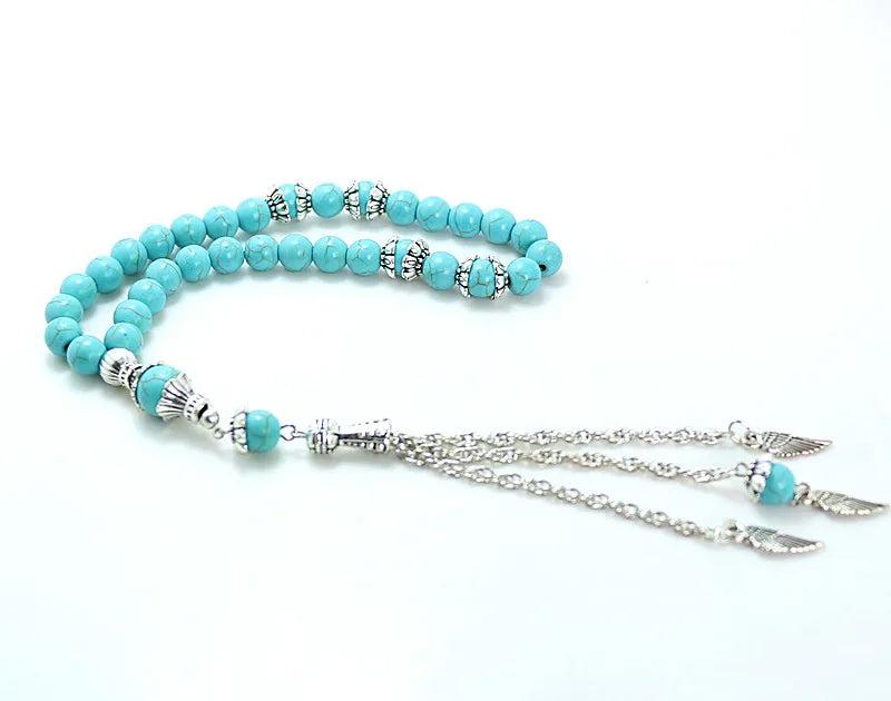 8mm Stone Round Shape Islamic Muslim Tasbih Allah Mohammed Rosary For Men&Women