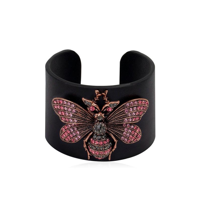 Butterfly Bee Insect Leather Cuff Bracelet Rainbow Unisex Jewelry