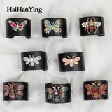 Butterfly Bee Insect Leather Cuff Bracelet Rainbow Unisex Jewelry