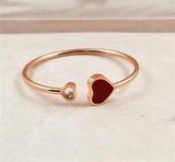 Rose Red Heart Bangle Lover Cuff Stainless Steel