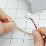 Rose Red Heart Bangle Lover Cuff Stainless Steel