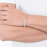 Men's Turquoise Stone Bracelet with Stainless Steel, Adjustable Size 22cm