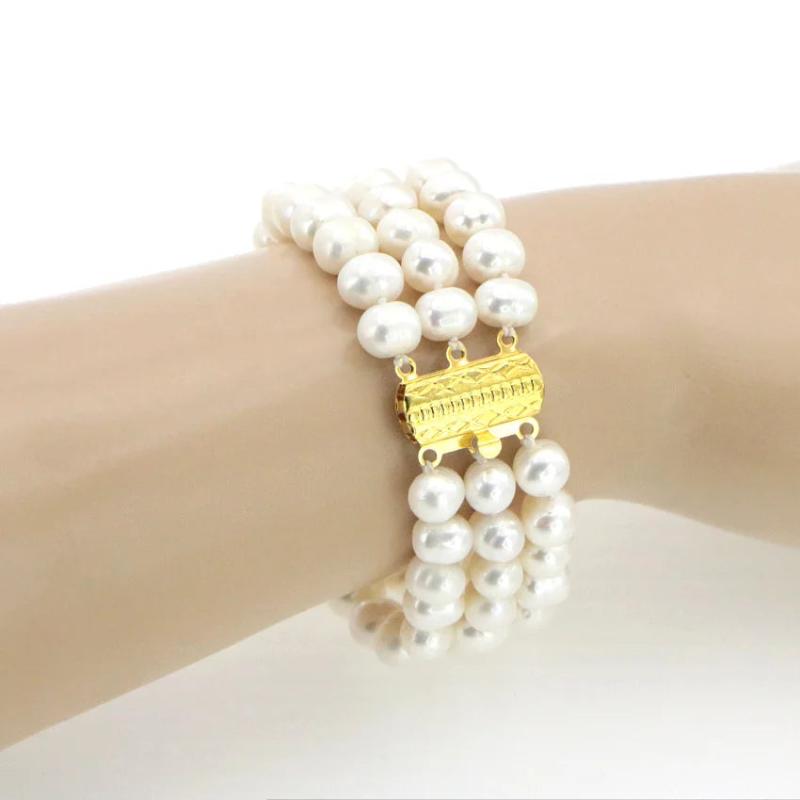 7-8mm Natural Freshwater Pearl Bracelet for Women 7.5inch