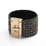 Buttons Leather Bracelet Women Accessories Jewelry Wristband Girls