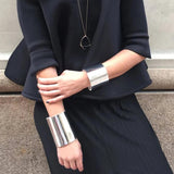 Geometric Leather Bracelets For Women Silver