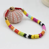 Enamel Rainbow Matching Bracelet Boho Colorful DIY Woven Bead String Bracelet