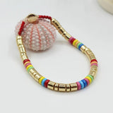 Enamel Rainbow Matching Bracelet Boho Colorful DIY Woven Bead String Bracelet