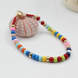 Enamel Rainbow Matching Bracelet Boho Colorful DIY Woven Bead String Bracelet