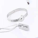 Heart Bracelet Choker Set Stainless Steel Key Pendants Necklace