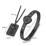 Heart Bracelet Choker Set Stainless Steel Key Pendants Necklace