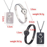 Heart Bracelet Choker Set Stainless Steel Key Pendants Necklace