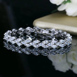Royal Tennis Prom Party Bracelet Big Marquise CZ Stone Silver Jewelry