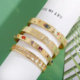 Colorful Zircon High Bracelet Classic Hollow Letter Star Charms Bracelet
