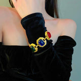 Colorful Resin Metal Copper Geometric Retro Bracelet for Women