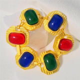 Colorful Resin Metal Copper Geometric Retro Bracelet for Women