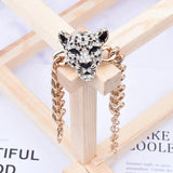 Tiger Leopard Rhinestone Bracelet Thick Chain Hip Hop Punk Men Jewelry