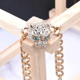 Tiger Leopard Rhinestone Bracelet Thick Chain Hip Hop Punk Men Jewelry