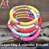 Morandi Green Bead Bracelet Set Khaki Polymer Clay Flat Beads Women Boho Jewelry