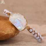 Labradorite Stone Woven Bracelet Charm Gift Bijoux