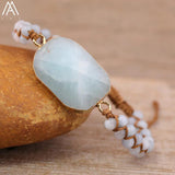 Labradorite Stone Woven Bracelet Charm Gift Bijoux