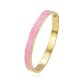 Pink Letter T Enamel Stainless Steel Bracelet
