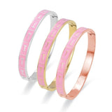 Pink Letter T Enamel Stainless Steel Bracelet