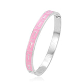 Pink Letter T Enamel Stainless Steel Bracelet