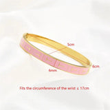 Pink Letter T Enamel Stainless Steel Bracelet