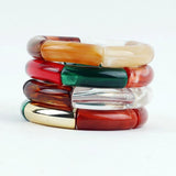 Colorful Acrylic Bracelets Set For Women Girls Resin Stretch Tube Beads