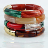 Colorful Acrylic Bracelets Set For Women Girls Resin Stretch Tube Beads