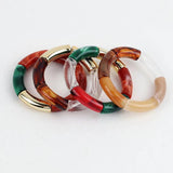 Colorful Acrylic Bracelets Set For Women Girls Resin Stretch Tube Beads