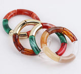 Colorful Acrylic Bracelets Set For Women Girls Resin Stretch Tube Beads