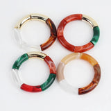 Colorful Acrylic Bracelets Set For Women Girls Resin Stretch Tube Beads