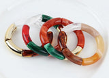Colorful Acrylic Bracelets Set For Women Girls Resin Stretch Tube Beads