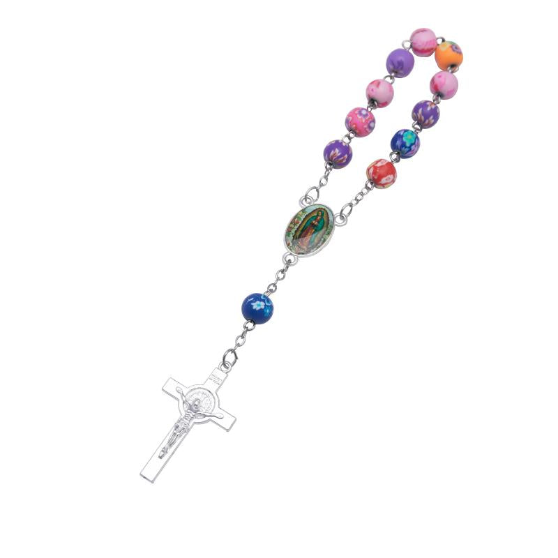 Colorized Catholic Rosary Bracelet with Crucifix