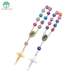 Colorized Catholic Rosary Bracelet with Crucifix